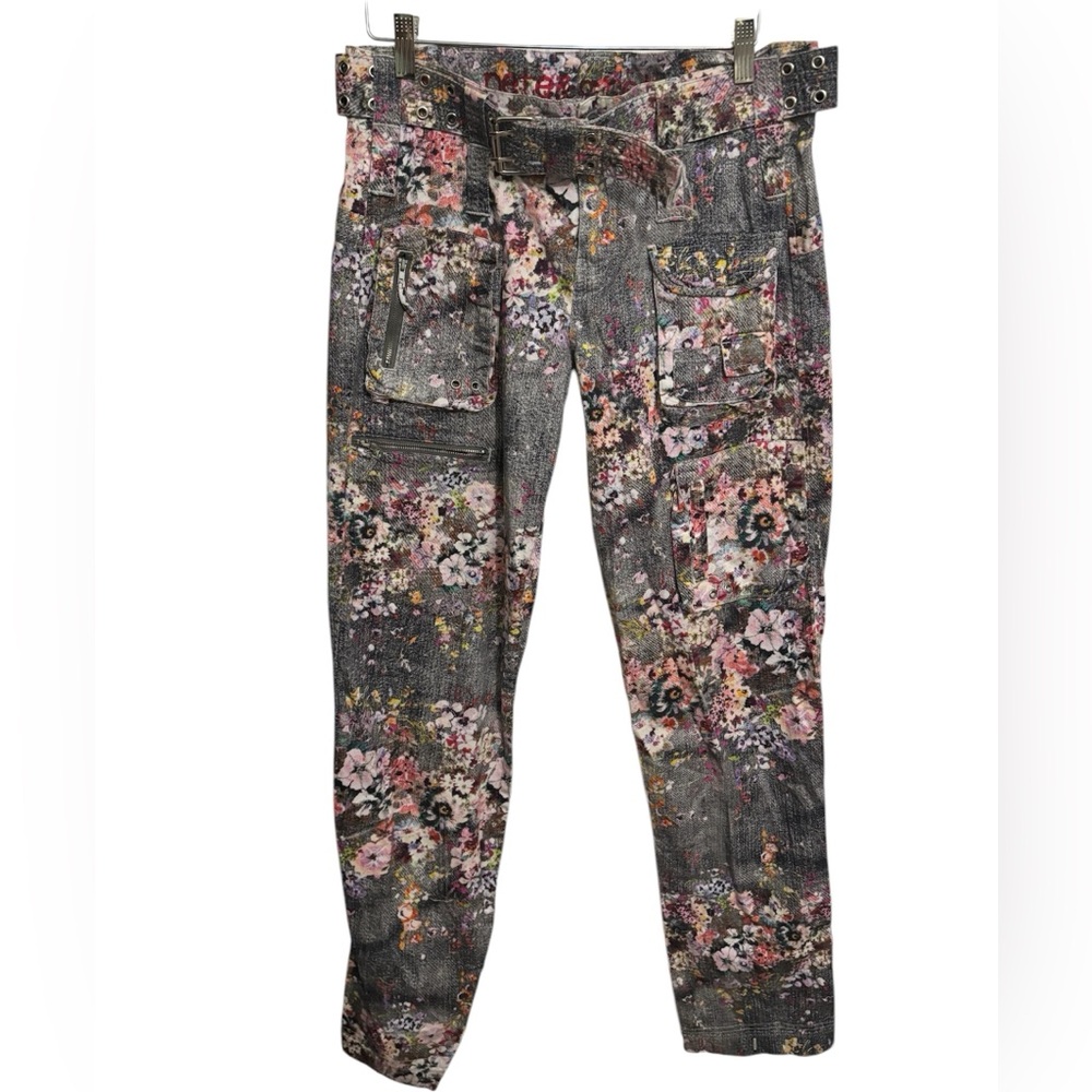 Johnny Was Pete & Greta | Cargo Belted Pant Multi Gray Floral Sz 6 Rare